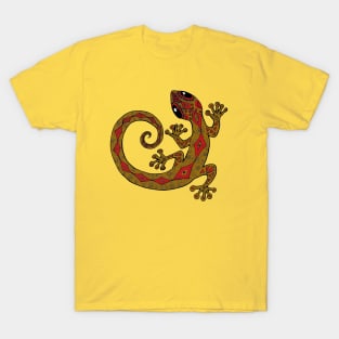 Funky Gold and Red Gecko T-Shirt